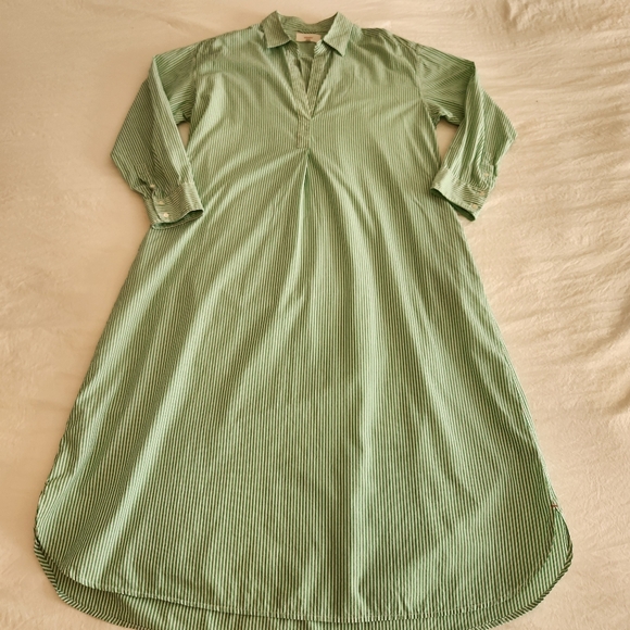 Xirena Marlowe Green White Clover Collared Stripe Shirt Dress Maxi Long M Cotton - Picture 7 of 13